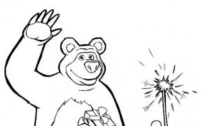 Masza i Niedźwiedź.  Zimowe kolorowanki.  Kolorowanki z kreskówki Masza i Niedźwiedź Kolorowanki ciemne Masza i Niedźwiedź