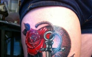 Anker tatovering betyr Anker tatovering på en jentes ben
