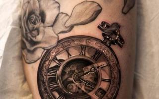 Tetování hodin Přesýpací hodiny s náčrtem lebky